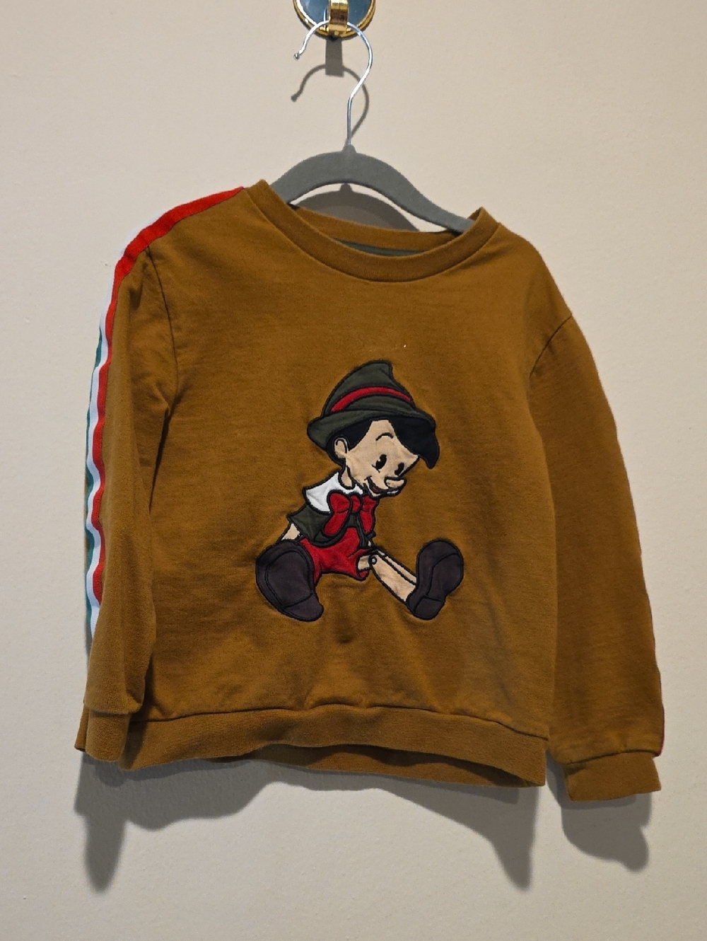 Loud Kids Mustard Pinocchio Sweatshirt with Red & Green Stripes Size 5